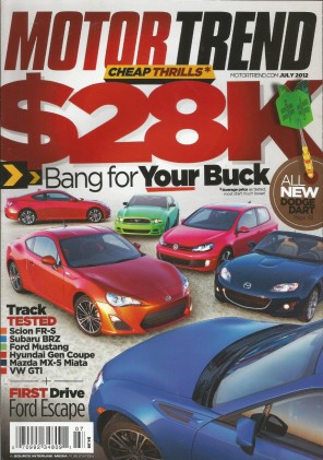 MOTOR TREND 2012 JULY - ACURA ILX, DART, JX35 AWD, DUELLING ECONO SPORTSCARS